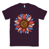 Plum American Flag Sunflower Classic Tee - LillyAllenDesigns