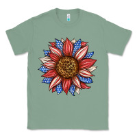 Sage American Flag Sunflower Classic Tee - LillyAllenDesigns