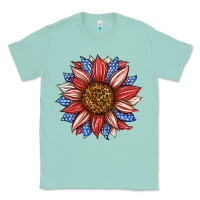 Seafoam American Flag Sunflower Classic Tee - LillyAllenDesigns