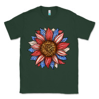 Sports Green American Flag Sunflower Classic Tee - LillyAllenDesigns