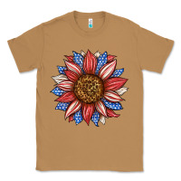 Toasted Coconut American Flag Sunflower Classic Tee - LillyAllenDesigns