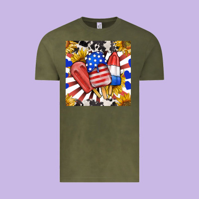 Patriotic Popsicles And Sunflowers Vintage Tee Designed By Bundleandbundleshop