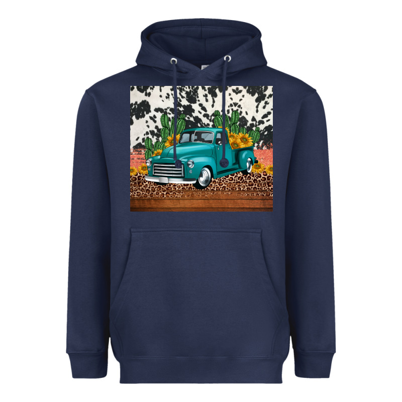 Western Farm Truck Cactus And Sunflowers Heavyweight Hoodie by Jasminsmagicworld | Teevron