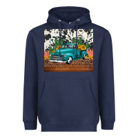 Navy western farm truck cactus and sunflowers Heavyweight Hoodie - Jasminsmagicworld