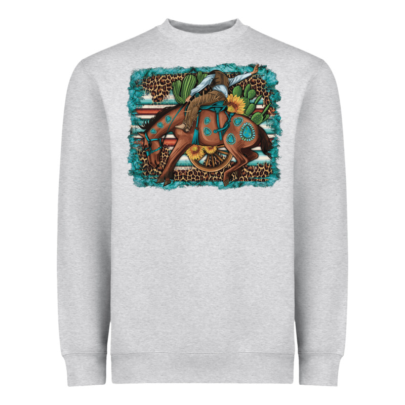 Bucking Bronco Cowboy Rodeo Cactus And Sunflowers Heavyweight Sweatshirt by Artiststas | Teevron