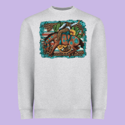 Bucking Bronco Cowboy Rodeo Cactus And Sunflowers Heavyweight Sweatshirt Designed By Artiststas
