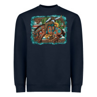 Navy bucking bronco cowboy rodeo cactus and sunflowers Heavyweight Sweatshirt - Artiststas