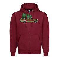 Burgundy christmas vacation car Zipper Hoodie - MaliasSmallBusiness