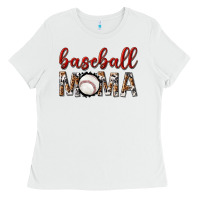 White baseball mama with leopard Ladies Tee - texasbilliewilder