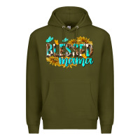 Army Green Blessed Mama Premium Hoodie - texasbilliewilder