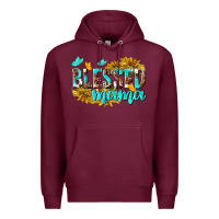 Burgundy Blessed Mama Premium Hoodie - texasbilliewilder