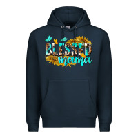 Navy Blessed Mama Premium Hoodie - texasbilliewilder