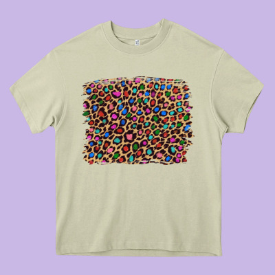 Leopard With Multiple Color Glitters Heavy Core Tee Designed By Artiststas