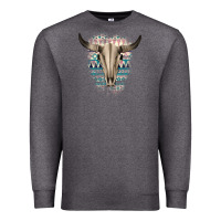 Charcoal Heather Western Aztec Bull Skull Premium Sweatshirt - Bettercallsaul