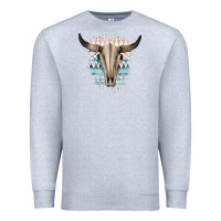 Heather Grey Western Aztec Bull Skull Premium Sweatshirt - Bettercallsaul