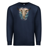 Navy Western Aztec Bull Skull Premium Sweatshirt - Bettercallsaul