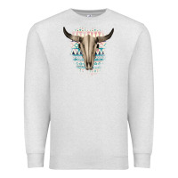 Oatmeal Heather Western Aztec Bull Skull Premium Sweatshirt - Bettercallsaul