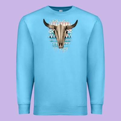 Western Aztec Bull Skull Premium Sweatshirt Designed By Bettercallsaul