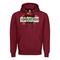 Burgundy special education crew Zipper Hoodie - NancyCooperArtShop