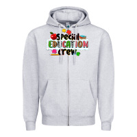 Heather Grey special education crew Zipper Hoodie - NancyCooperArtShop