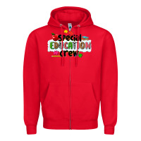Red special education crew Zipper Hoodie - NancyCooperArtShop