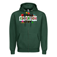 Sports Green special education crew Zipper Hoodie - NancyCooperArtShop