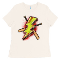 Bone softball lightning bolt Ladies Tee - Zillion Design Studio