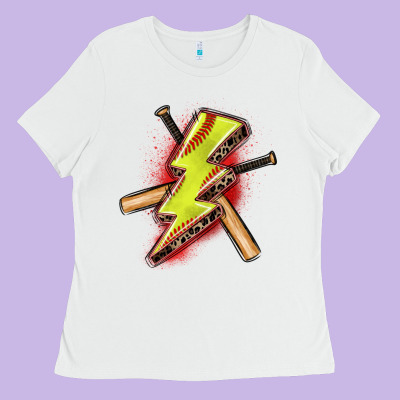 Softball Lightning Bolt Ladies Tee Designed By Zillion Design Studio