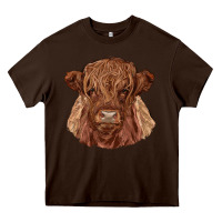 Chocolate Brown highland cow Heavy Core Tee - RanaPortraitStore