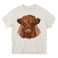 Cream highland cow Heavy Core Tee - RanaPortraitStore
