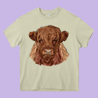 Highland Cow Heavy Core Tee Designed By Ranaportraitstore