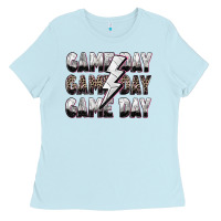 Baby Blue game day game day volleyball lightning bolt Ladies Tee - Zillion Design Studio