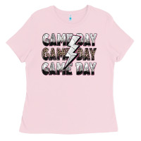 Bubblegum Pink game day game day volleyball lightning bolt Ladies Tee - Zillion Design Studio