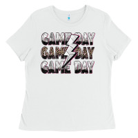 White game day game day volleyball lightning bolt Ladies Tee - Zillion Design Studio