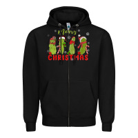 Black Pickle Merry Christmas Zipper Hoodie - MaliasSmallBusiness