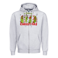 Heather Grey Pickle Merry Christmas Zipper Hoodie - MaliasSmallBusiness
