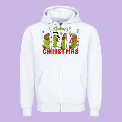 Pickle Merry Christmas Zipper Hoodie Designed By Maliassmallbusiness