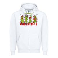 White Pickle Merry Christmas Zipper Hoodie - MaliasSmallBusiness