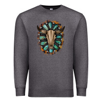 Charcoal Heather Western Gemstone Bull Skull Premium Sweatshirt - Bettercallsaul