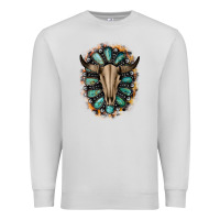 Dove Grey Western Gemstone Bull Skull Premium Sweatshirt - Bettercallsaul