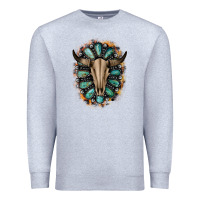 Heather Grey Western Gemstone Bull Skull Premium Sweatshirt - Bettercallsaul