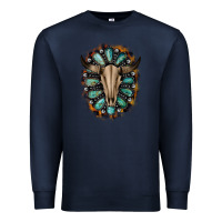 Navy Western Gemstone Bull Skull Premium Sweatshirt - Bettercallsaul