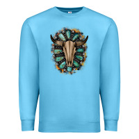 Ocean Blue Western Gemstone Bull Skull Premium Sweatshirt - Bettercallsaul