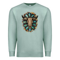 Seafoam Western Gemstone Bull Skull Premium Sweatshirt - Bettercallsaul