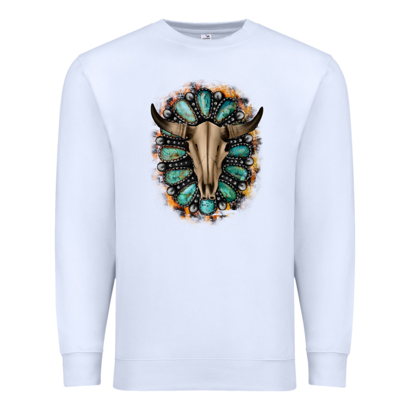 Western Gemstone Bull Skull Premium Sweatshirt by Bettercallsaul | Teevron