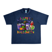 Navy happy halloween coffee cups Urban Heavy Tee - AdoDesignShop