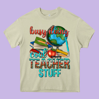 Busy Doing Cool Teacher Stuff Heavy Core Tee Designed By Texasbilliewilder
