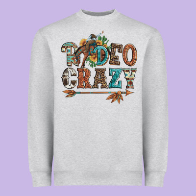 Rodeo Crazy Bucking Bronco Cowboy Heavyweight Sweatshirt Designed By Artiststas