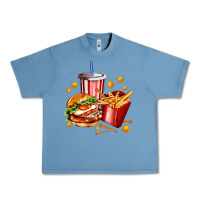 Pebble Blue hamburger potatoes and coke Urban Heavy Tee - AdoDesignShop
