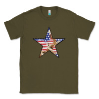 Army Green American Flag Star Classic Tee - LillyAllenDesigns